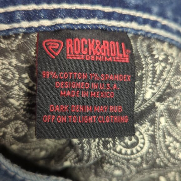 Rock & Roll Jeans Men's 33x32 Fits 33x30 Blue Revolver Straight - Picture 10 of 12